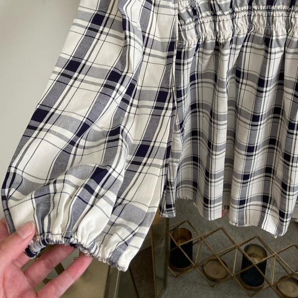 🤍Lulu’s Tad of Plaid Ivory Plaid Balloon Sleeve Mini Dress - Picture 6 of 10